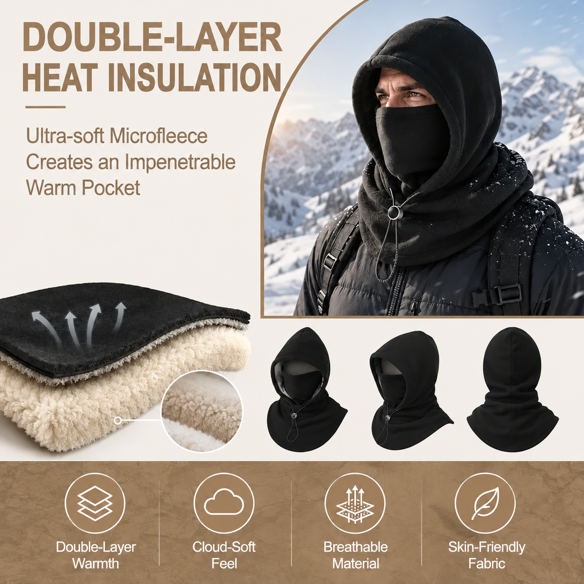 💖One-piece warm mask hat, Outdoor cycling windproof warm hat with neck mask