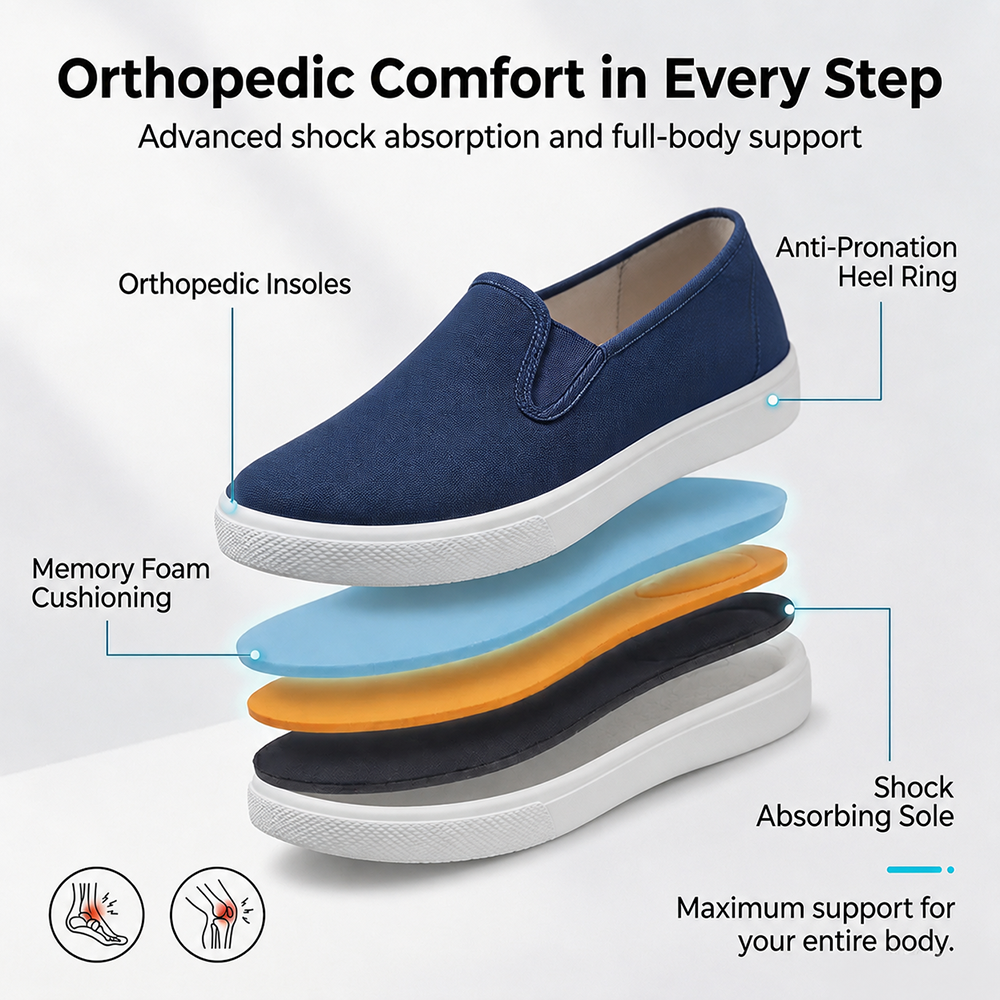 🔥 LAST DAY: 80% OFF - 👑 Women's Orthopaedic Comfort Walking Shoes, Slip-On Design, All-Day Arch Support