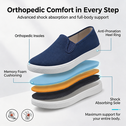 🔥 LAST DAY: 80% OFF - 👑 Women's Orthopaedic Comfort Walking Shoes, Slip-On Design, All-Day Arch Support
