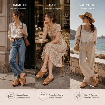 Last Day: 80% Off ✨ Vintage Buckle Slides for Women & Men – Suede-Look Adjustable Strap Sandals, Comfortable Everyday Walking Shoes with Cushioned Footbed