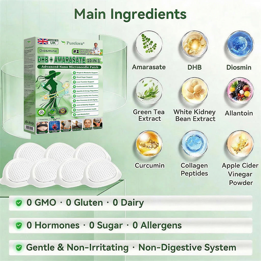 <𝐍𝐞𝐰 𝐈𝐦𝐩𝐫𝐨𝐯𝐞𝐝 𝐅𝐨𝐫𝐦𝐮𝐥𝐚> 𝐏𝐮𝐫𝐞𝐥𝐨𝐫𝐚® 𝐌𝐞𝐭𝐚𝐛𝐨𝐥𝐢𝐜 𝐌𝐚𝐭𝐫𝐢𝐱 – 𝐃𝐇𝐁 + 𝐀𝐦𝐚𝐫𝐚𝐬𝐚𝐭𝐞 𝟏𝟎-𝐢𝐧-𝟏 𝐍𝐚𝐧𝐨 𝐌𝐢𝐜𝐫𝐨𝐧𝐞𝐞𝐝𝐥𝐞 𝐏𝐚𝐭𝐜𝐡 ✅𝐓𝐚𝐜𝐤𝐥𝐞𝐬 𝐨𝐛𝐞𝐬𝐢𝐭𝐲, 𝐥𝐨𝐨𝐬𝐞 𝐬𝐤𝐢𝐧, 𝐝𝐢𝐚𝐛𝐞𝐭𝐞𝐬, 𝐬𝐥𝐞𝐞𝐩 𝐢𝐬𝐬𝐮𝐞𝐬, 𝐣𝐨𝐢𝐧𝐭 𝐩𝐚𝐢𝐧, 𝐚𝐧𝐝 𝐬𝐮𝐩𝐩𝐨𝐫𝐭𝐬 𝐯𝐞𝐢𝐧 & 𝐥𝐲𝐦𝐩𝐡𝐚𝐭𝐢𝐜 𝐜𝐢𝐫𝐜𝐮𝐥𝐚𝐭𝐢𝐨𝐧