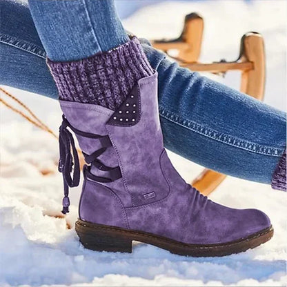 🔥𝑳𝑨𝑺𝑻 𝑫𝑨𝒀 𝑺𝑨𝑳𝑬-𝟖𝟎% 𝑶𝑭𝑭🔥Women's Winter Low Barrel Orthotic Bow Support Wool Warm Boots
