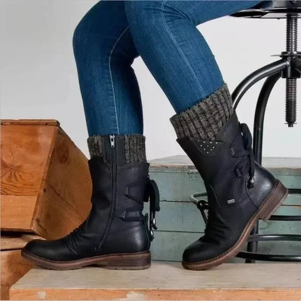 🔥𝑳𝑨𝑺𝑻 𝑫𝑨𝒀 𝑺𝑨𝑳𝑬-𝟖𝟎% 𝑶𝑭𝑭🔥Women's Winter Low Barrel Orthotic Bow Support Wool Warm Boots