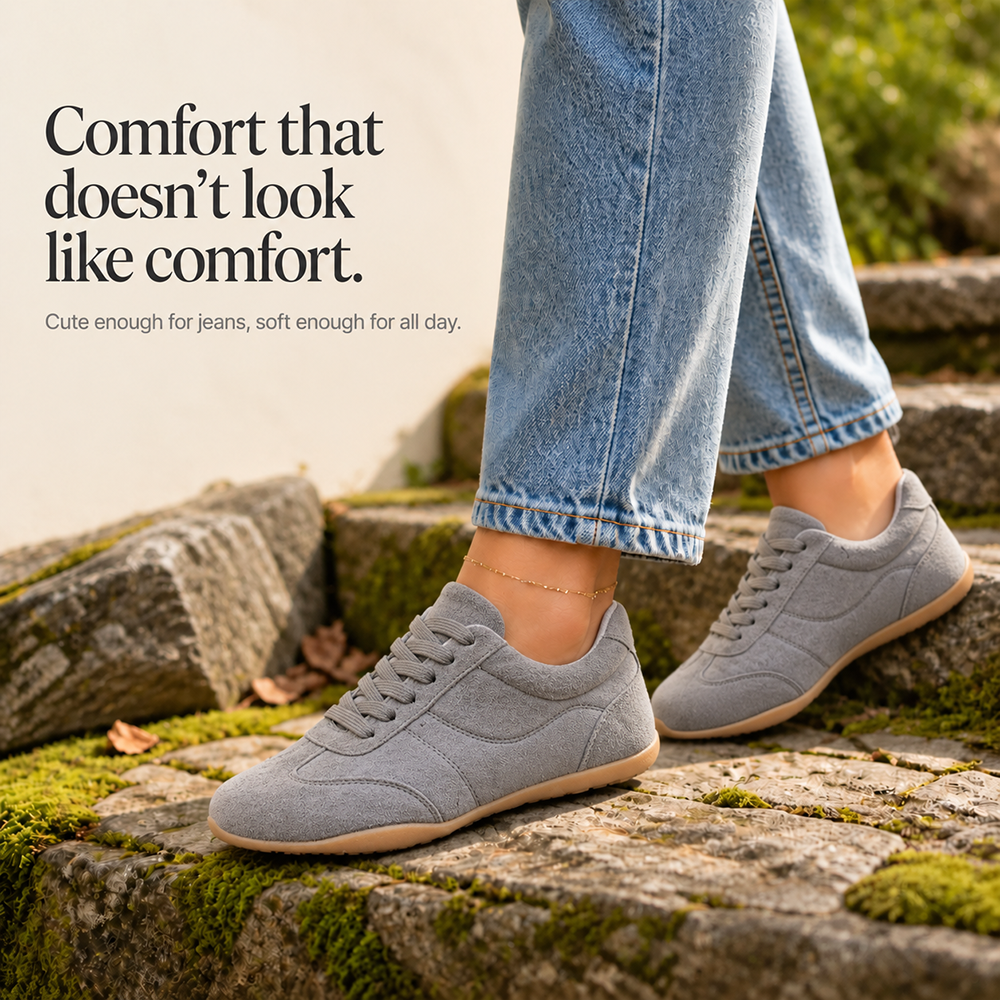 LAST DAY 80% OFF - 👣 Women's Orthopedic Arch Support Sneakers with Lace-Up Design & Cushioned Flat Sole