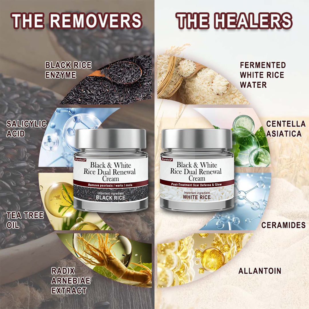𝑶𝒏𝒍𝒊𝒏𝒆 𝑷𝒉𝒂𝒓𝒎𝒂𝒄𝒚| 𝑷𝒖𝒓𝒆𝒍𝒐𝒓𝒂® 𝑩𝒍𝒂𝒄𝒌 & 𝑾𝒉𝒊𝒕𝒆 𝑹𝒊𝒄𝒆 𝑫𝒖𝒂𝒍 𝑹𝒆𝒏𝒆𝒘𝒂𝒍 𝑪𝒓𝒆𝒂𝒎 ✨ (For removing warts, skin growths & keratin buildup, followed by intensive barrier repair to fade dark spots and prevent scarring)