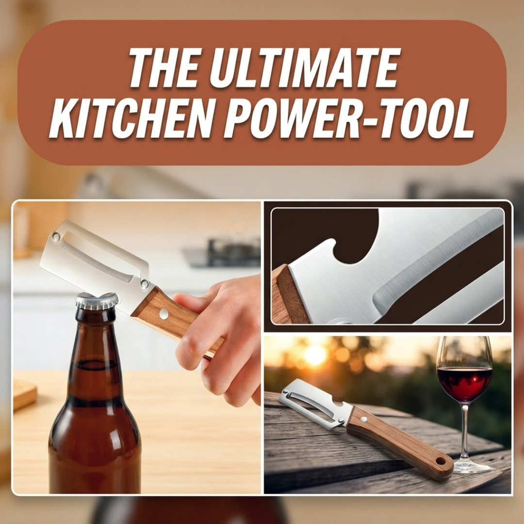 ⏰Last Day 60% OFF🔥 2-in-1 Stainless Steel Vegetable Peeler with Wooden Handle & Bottle Opener