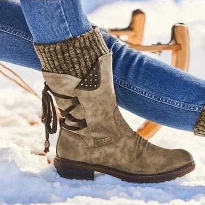 🔥𝑳𝑨𝑺𝑻 𝑫𝑨𝒀 𝑺𝑨𝑳𝑬-𝟖𝟎% 𝑶𝑭𝑭🔥Women's Winter Low Barrel Orthotic Bow Support Wool Warm Boots