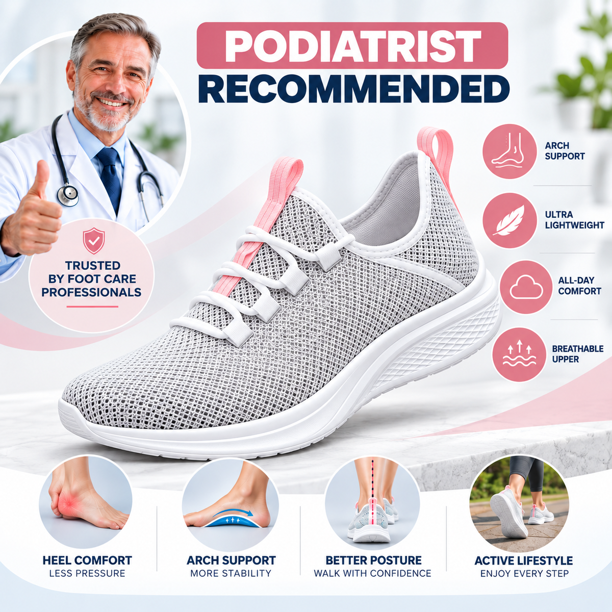 FINAL DAY – 80% OFF 🔥 Women's Orthopaedic Support Mesh Trainers