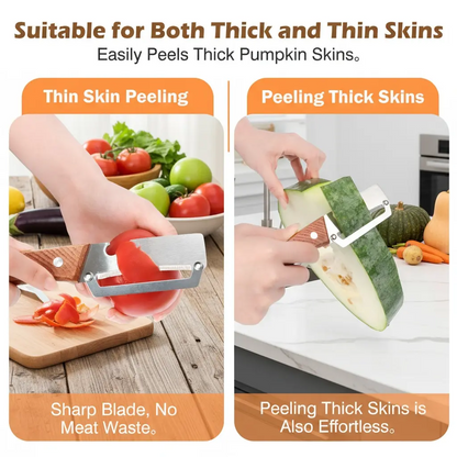 ⏰Last Day 60% OFF🔥 2-in-1 Stainless Steel Vegetable Peeler with Wooden Handle & Bottle Opener